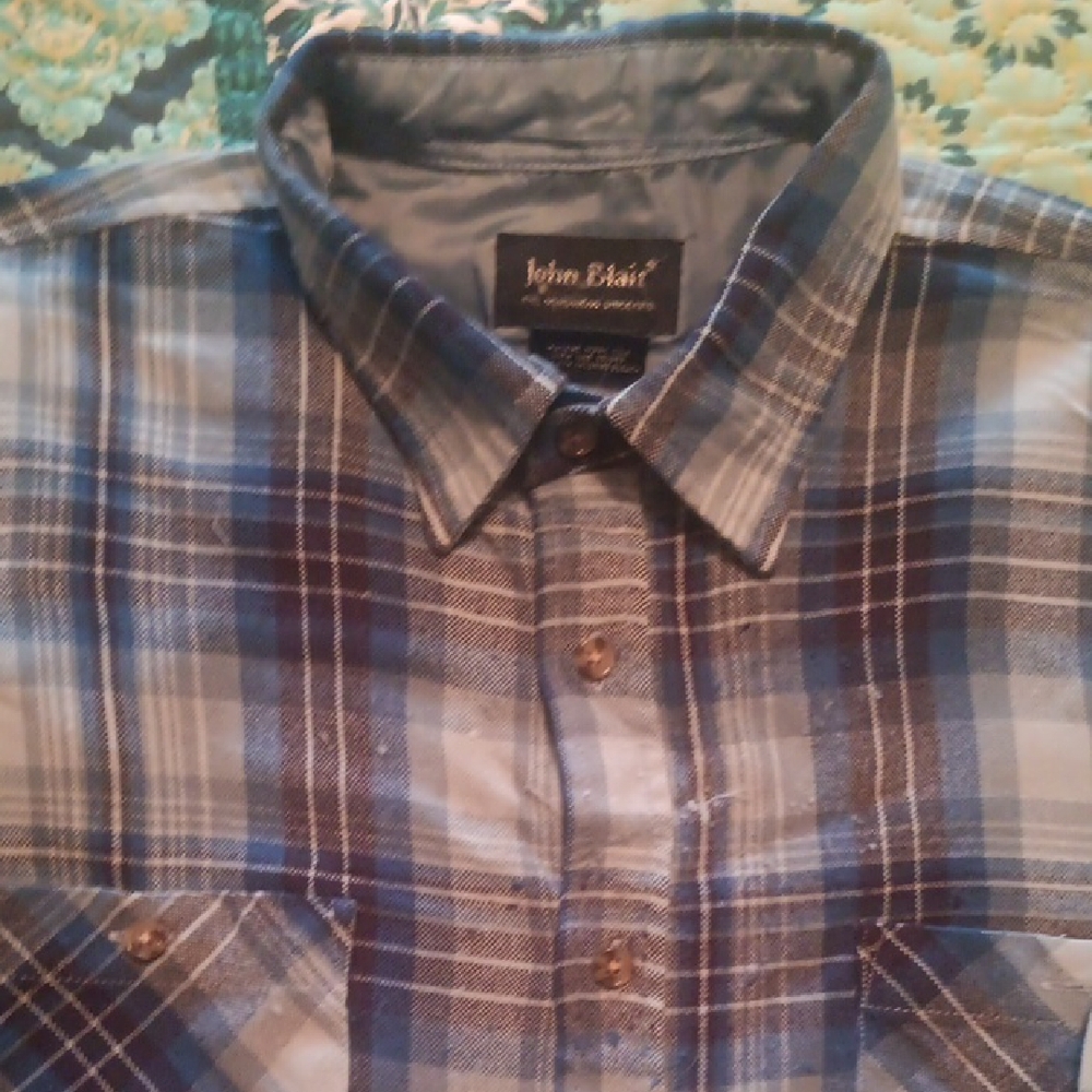 Vintage John BLAIR Men's Blue Plaid Shirt
